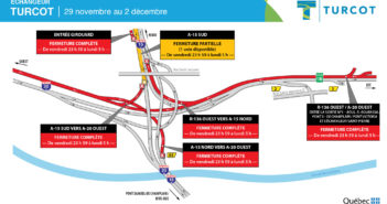 Entraves du week-end aux échangeurs Turcot, St-Pierre et Angrignon