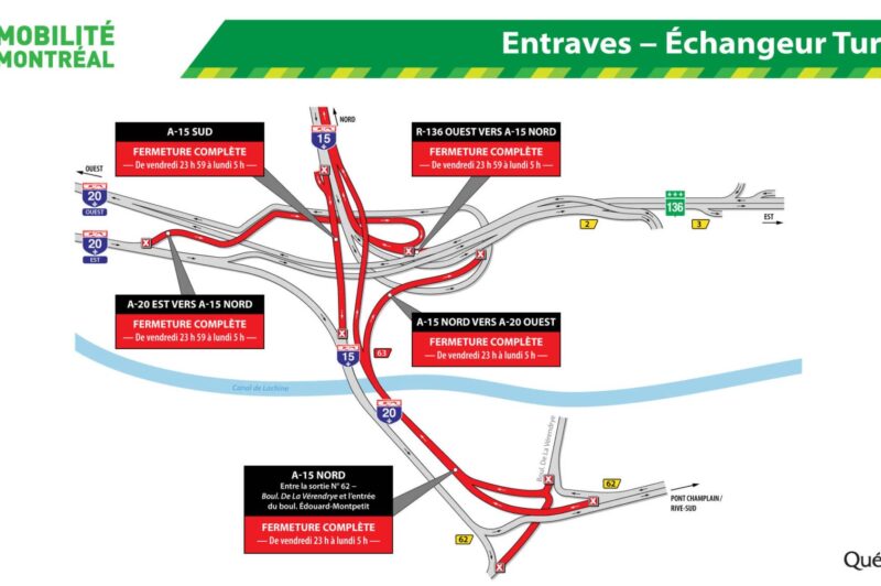 Entraves du week-end du 14 septembre dans le secteur Turcot article image