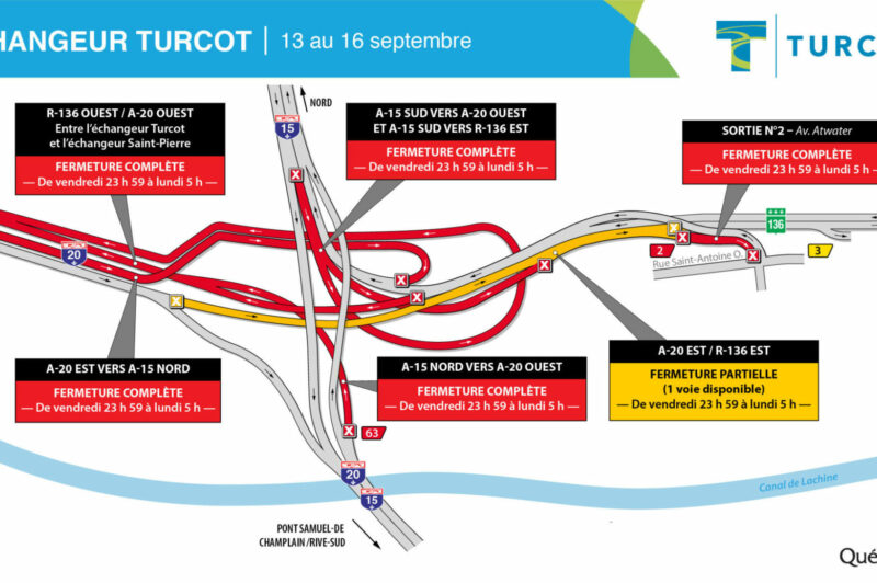 Les entraves du week-end aux échangeurs Turcot et St-Pierre article image