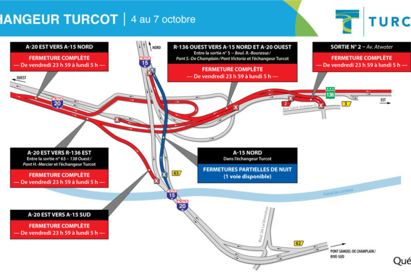 Les entraves du week-end aux échangeurs Turcot et St-Pierre article image