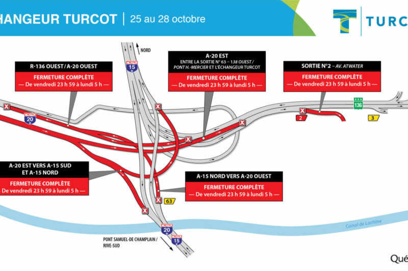 Fermetures importantes sur la 20 à Turcot ce week-end article image