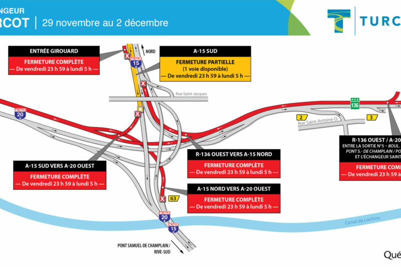 Entraves du week-end aux échangeurs Turcot, St-Pierre et Angrignon article image