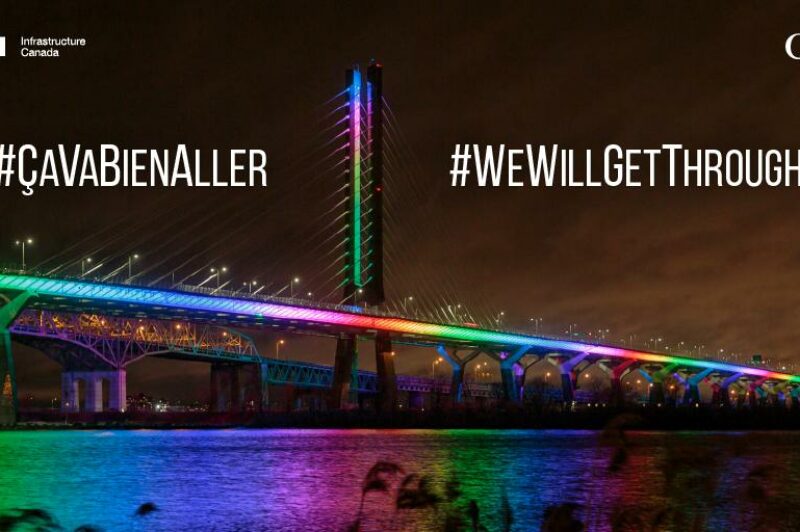 Le pont Samuel-De Champlain illuminé en solidarité à la lutte à la COVID-19 article image