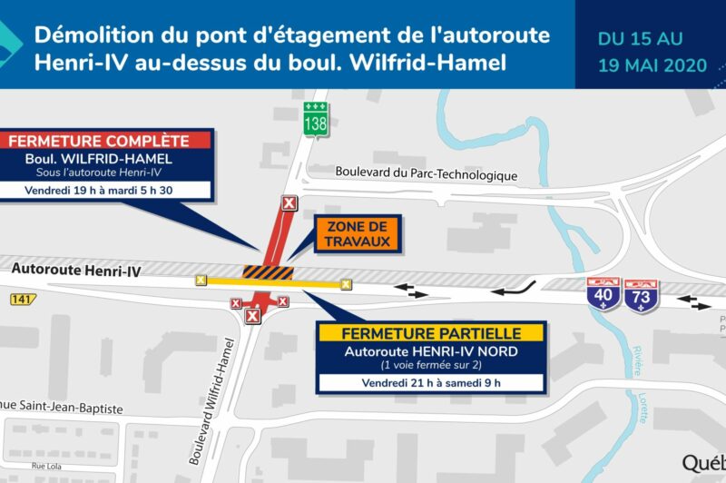Entraves pour cause de travaux sur l’autoroute Henri-IV à Québec article image