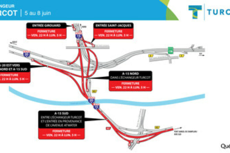 Projet Turcot: fermetures majeures la fin de semaine du 5 juin article image