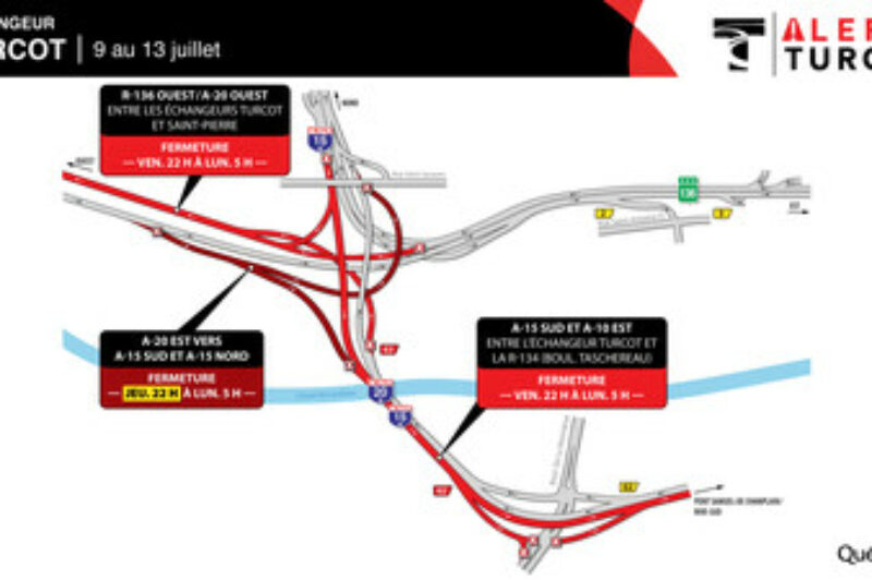 Entraves majeures dans le secteur de l'échangeur Turcot du 9 au 13 juillet article image