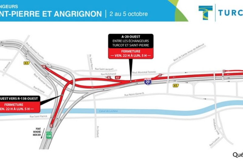 Projet Turcot - Fermetures majeures du 2 au 5 octobre article image