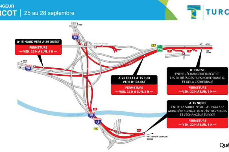 Projet Turcot - Fermetures majeures dans le secteur de l'échangeur Turcot du 25 au 28 septembre article image