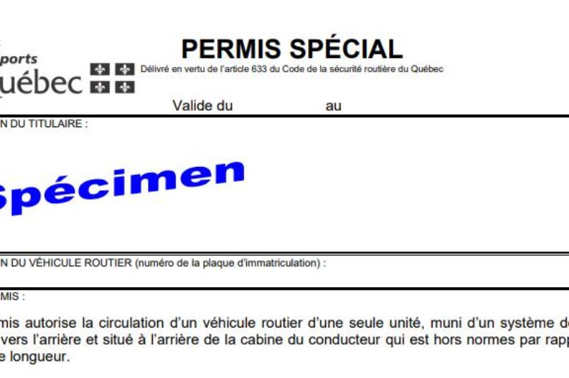 Nouveau permis spécial pour camion porteur maintenant disponible article image
