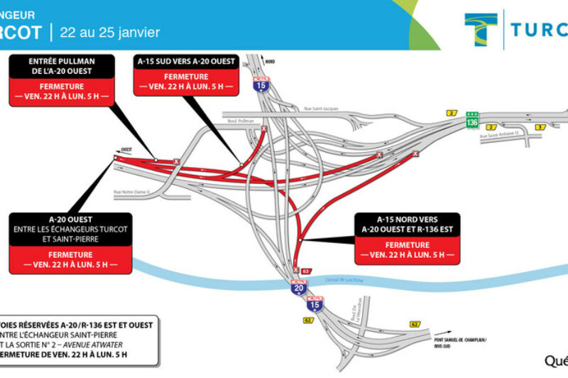 Projet Turcot : fermetures majeures du 22 au 25 janvier article image