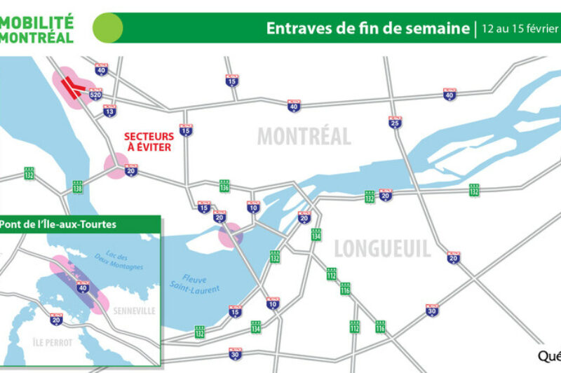 Montréal : entraves majeures sur le réseau autoroutier du 12 au 15 février article image