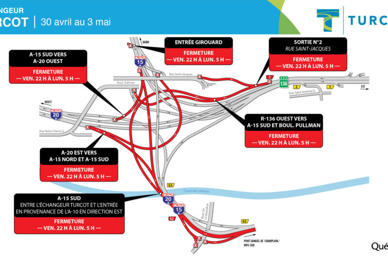Turcot - Fermetures majeures sur le corridor de la 15 sud ce week-end article image