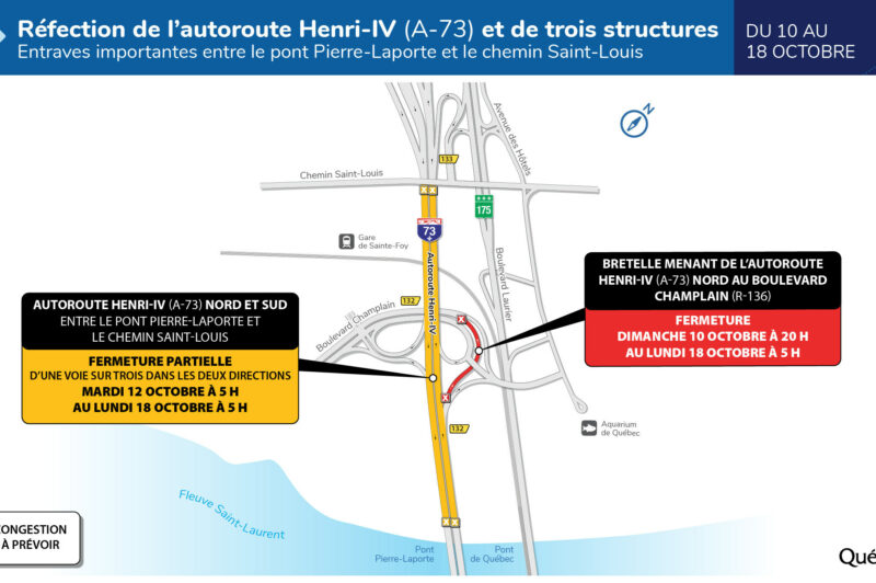 Entraves sur Henri-IV à Québec du 10 au 18 octobre article image