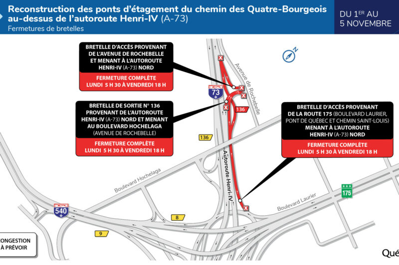 Reconstruction cette semaine des ponts d'étagement du chemin des Quatre-Bourgeois, au-dessus de l'autoroute Henri-IV article image