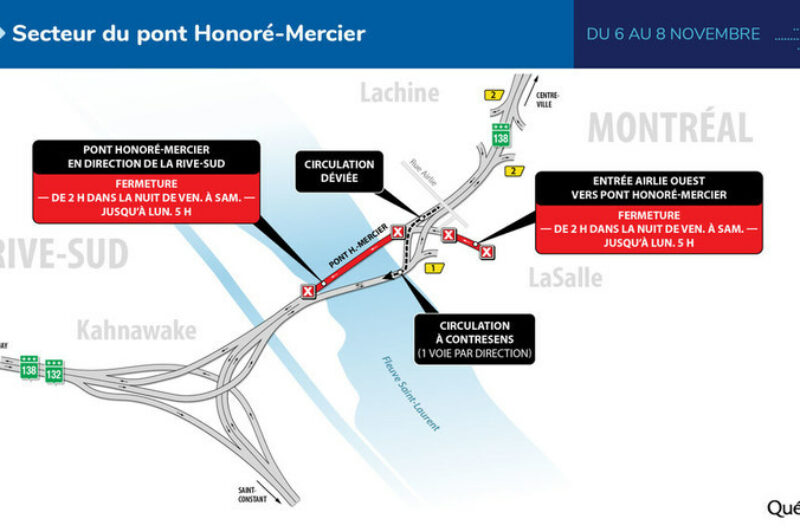 Une seule voie par direction sur le pont Mercier ce week-end article image