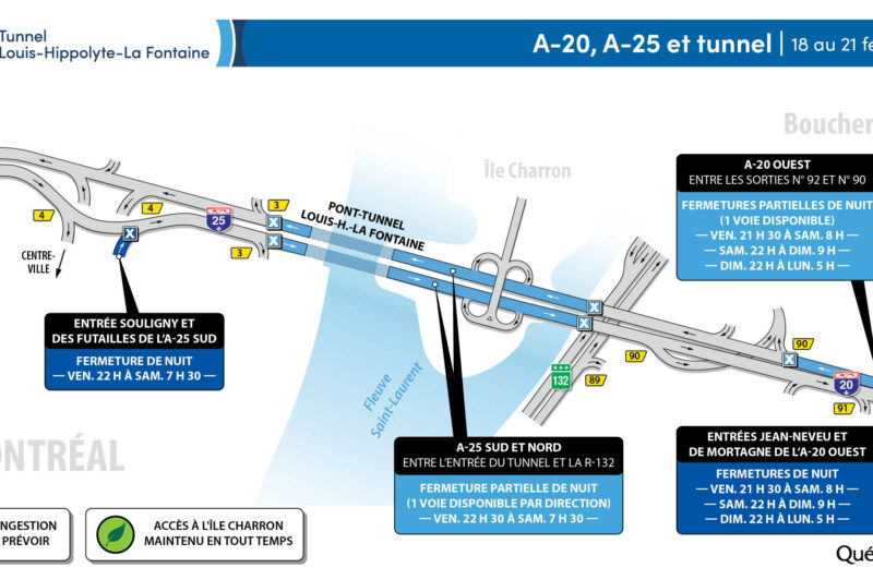 Entrave de longue durée et fermetures de nuit aux abords du tunnel La Fontaine ce week-end article image