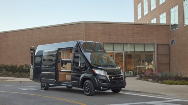 2023 Ram ProMaster super high roof front 3/4 alternate text for this image