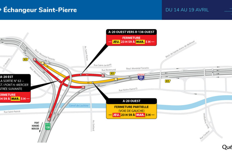 L’échangeur St-Pierre à éviter pendant le long week-end de Pâques article image
