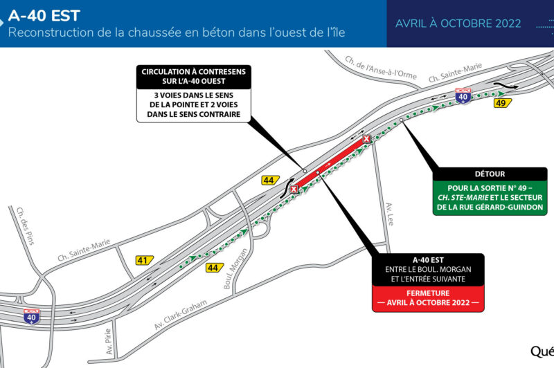 Circulation perturbée sur la 40 dans l’ouest de Montréal à compter du 29 avril article image
