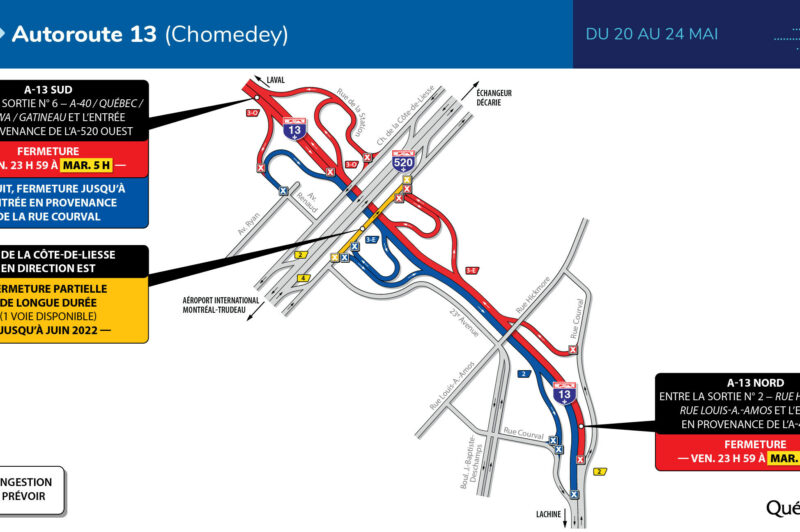 Fermeture complète de l’autoroute 13 pendant le long congé article image