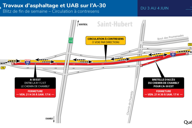 Entraves sur la 30 entre Longueuil et Boucherville ce week-end article image