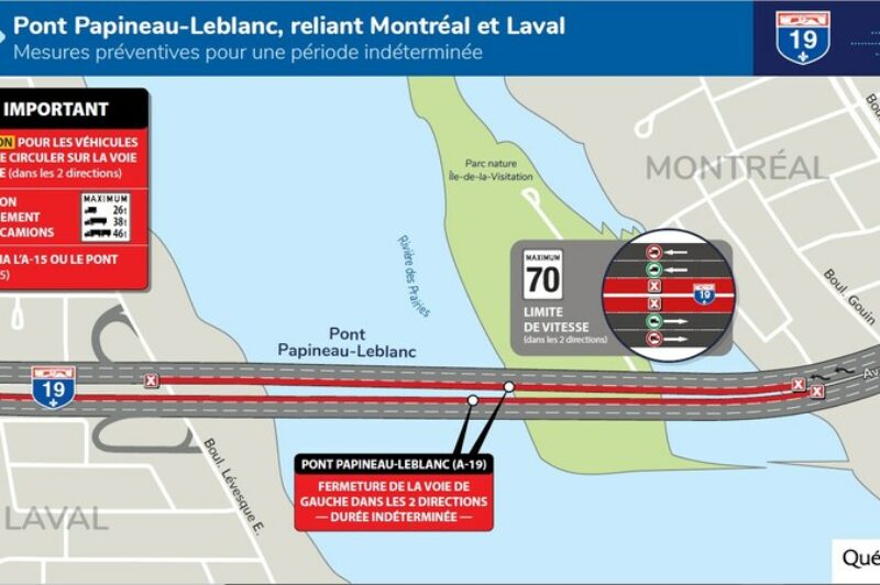 Mesures préventives sur le Pont Papineau-Leblanc pour une durée indéterminée