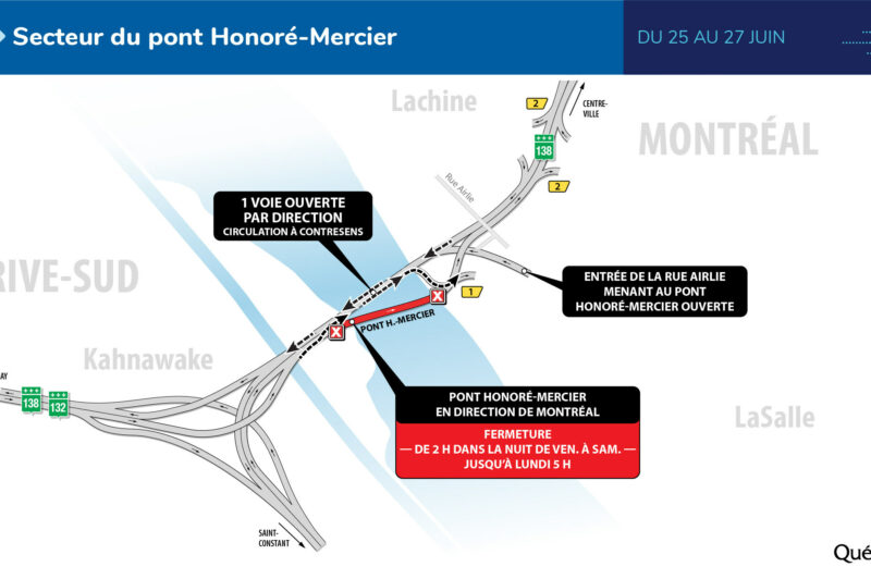 Une seule voie par direction sur le pont Mercier ce week-end article image