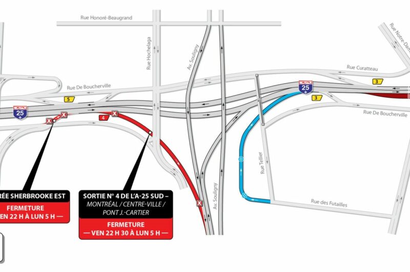 Autoroute 25 : fermeture de deux bretelles en direction sud la fin de semaine du 2 juin article image