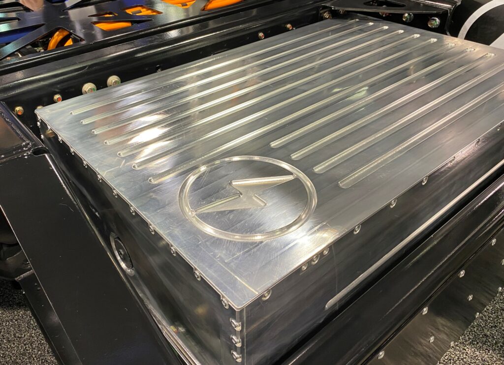 Gros plan d’un bloc-batterie Lion de 800 V