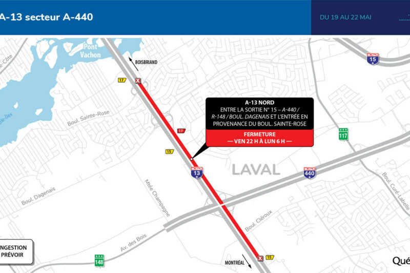<strong>La 13 nord à éviter à Laval ce week-end</strong> article image
