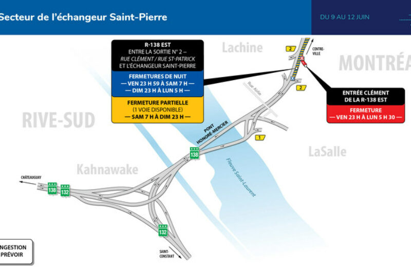 <strong>Fermetures majeures dans l'échangeur Saint-Pierre du 9 au 12 juin 2023</strong> article image