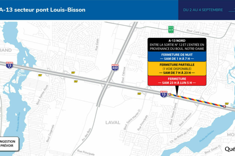 <strong>Travaux intensifs sur la 13 nord à Laval ce week-end</strong> article image