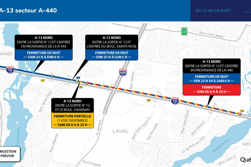 <strong>La 13 nord à éviter du 11 au 14 août à Laval</strong> article image