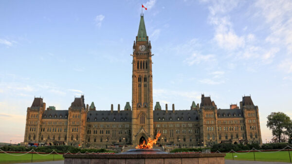 Ottawa Parliament Building and Cennential Flame alternate text for this image