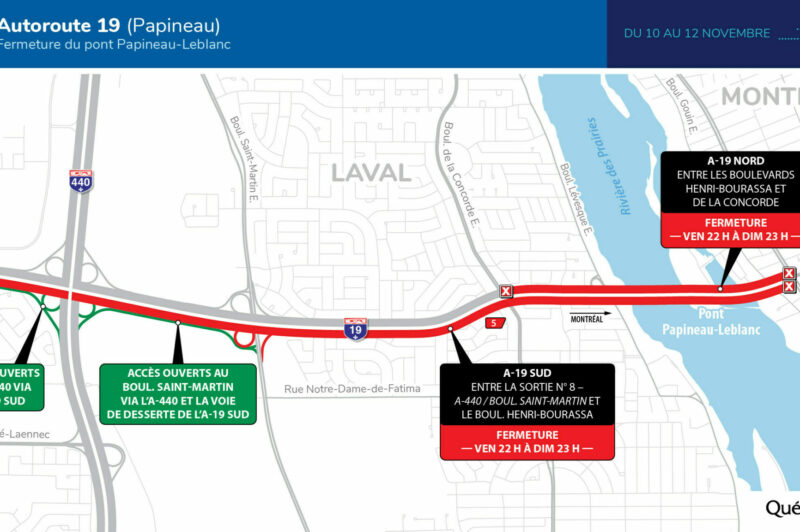 <strong>Le pont Papineau-Leblanc entièrement fermé du 10 au 12 novembre</strong> article image