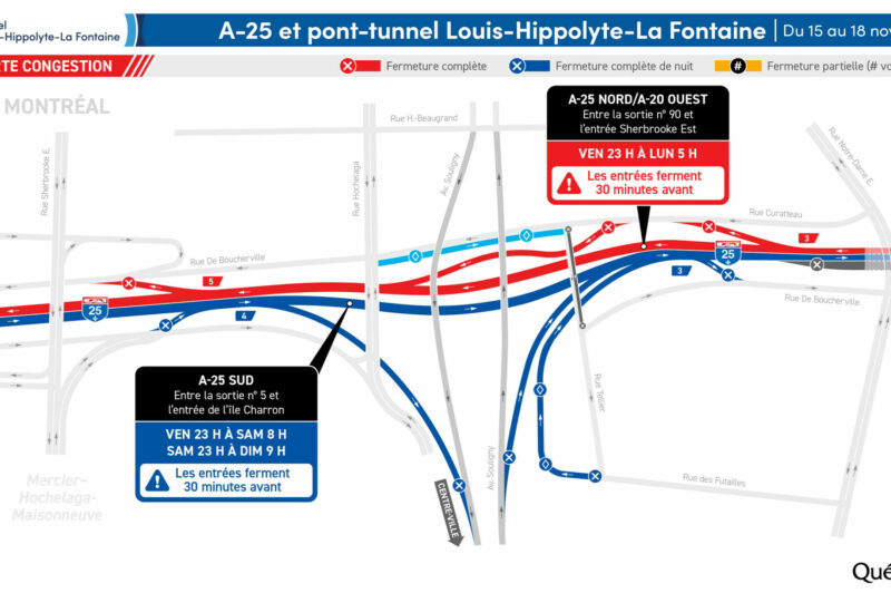 Fermeture du Tunnel Louis-Hippolyte-La Fontaine dans la fin de semaine du 15 novembre article image