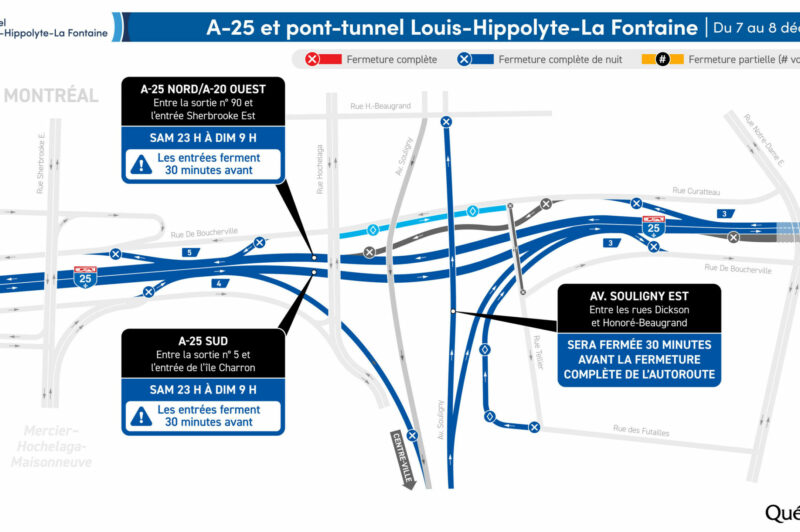 Le tunnel La Fontaine fermé dans les deux directions dans la nuit du 7 au 8 décembre article image