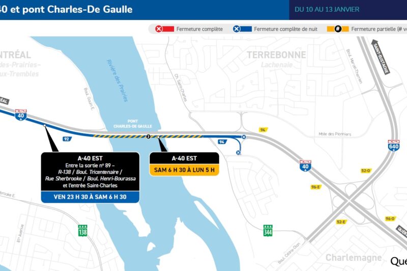 Fermetures au pont Charles-De Gaulle en direction Est ce week-end article image
