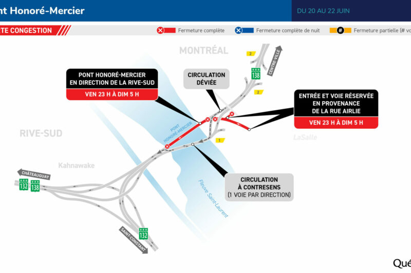 Une seule voie par direction sur le pont Mercier ce week-end article image