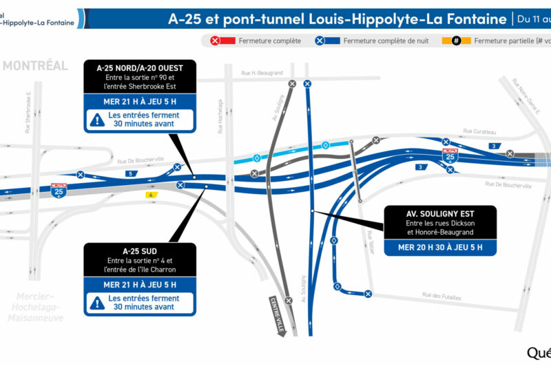 Le tunnel La Fontaine fermé dans les deux directions ce soir et cette nuit article image