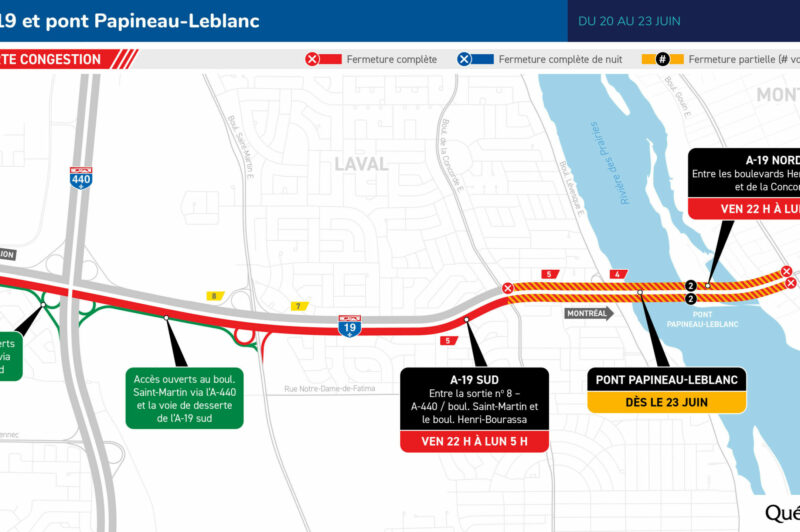 Travaux de réparation du pont Papineau-Leblanc à compter du 20 juin 2025 article image