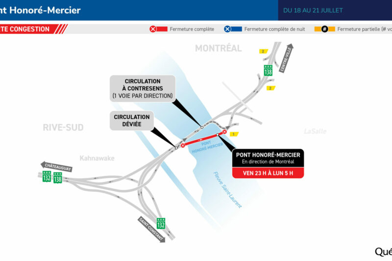 Pont Mercier : une seule voie par direction ce week-end article image