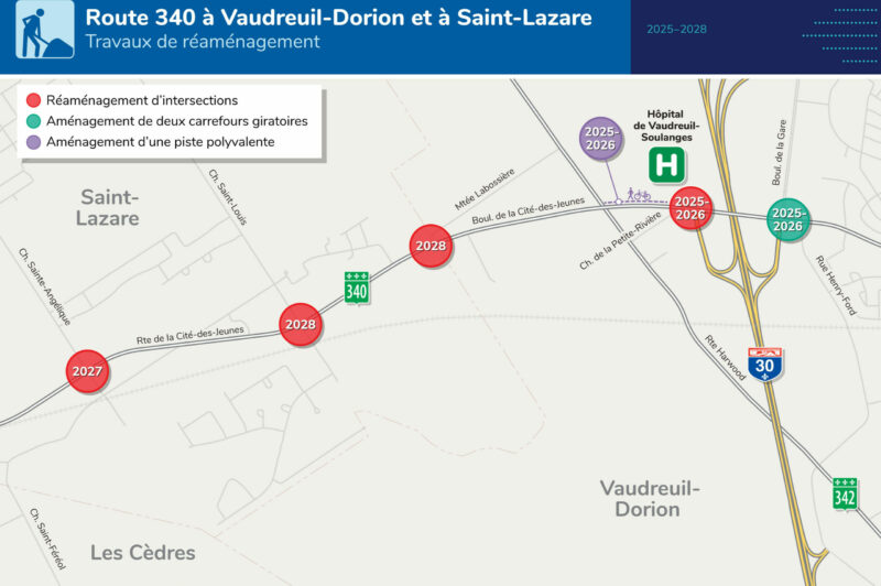 Le réaménagement de la route 340 à Vaudreuil-Dorion et à Saint-Lazare s'amorcera prochainement article image