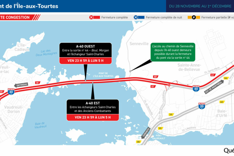 Fermeture complète du pont de l'Île-aux-Tourtes ce week-end article image