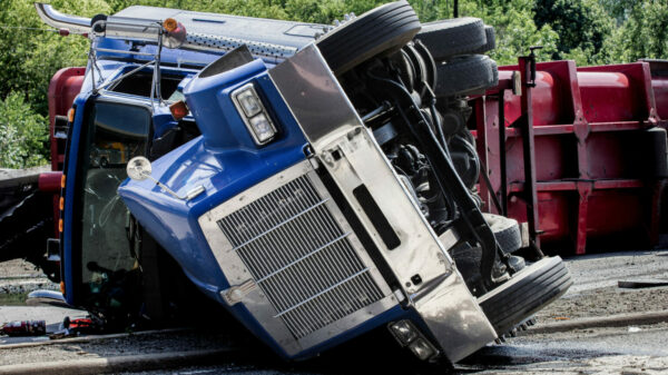 Rolled Over Semi-truck alternate text for this image