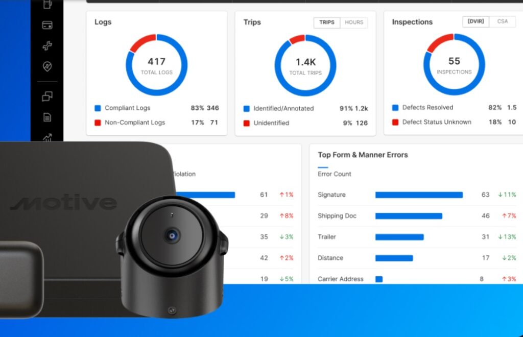 Capture d’écran d’un logiciel de gestion de flotte Motive