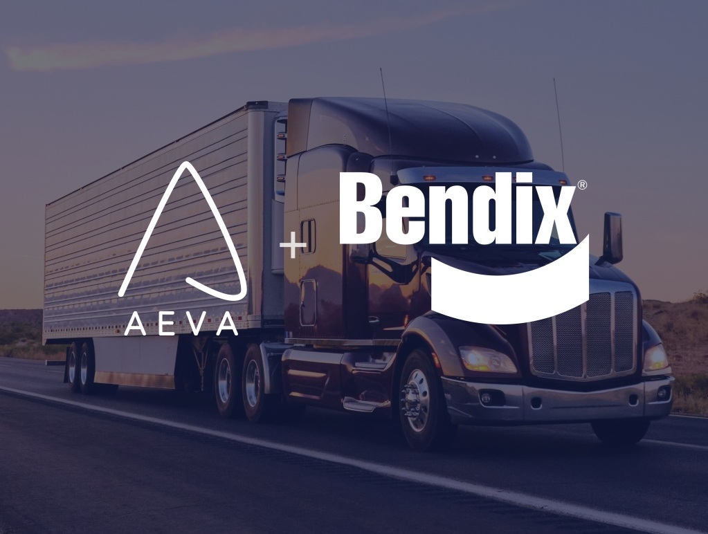 Peterbilt avec remorque et logos Bendix et Avea