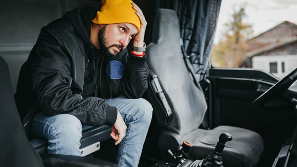 Sad truck driver alternate text for this image